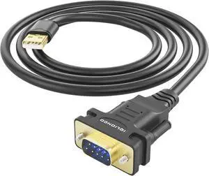 10FT USB to DB9 Male Serial Adapter Cable with ftdi FT232RL Chipset for High-Speed Data Transfer, Multi-System Compatibility,USB-Male DB9