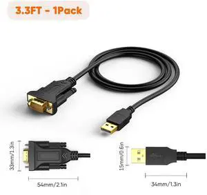 3.3 Feet USB to RS232 Serial Cable with Prolific PL2303 Chip, DB9 Adapter for Windows 11,10, 8.1, 8,7, Linux, Mac OS, 1M /Black 3.3 Feet USB to RS232 Serial Cable with Prolific PL2303 Chip, DB9 Adapter for Windows 11,10, 8.1, 8,7, Linux, Mac OS, 1M /Black