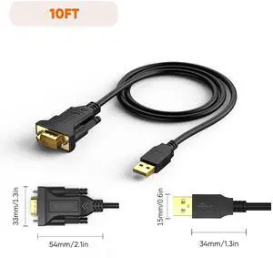USB to RS232 Serial Cable 3M, DB9 Adapter (PL2303 Chipset) Support Cashier Register, Modem, Scanner, Digital Cameras, CNC etc, 10FT /Black USB to RS232 Serial Cable 3M, DB9 Adapter (PL2303 Chipset) Support Cashier Register, Modem, Scanner, Digital Cameras, CNC etc, 10FT /Black