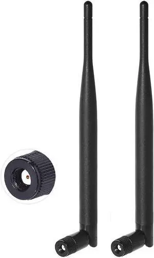 Dual Band WiFi 2.4GHz 5GHz 5.8GHz 6dBi MIMO RP-SMA Male Antenna (2-Pack) for WiFi Router Wireless Network Card USB Adapter Security IP Camera Video Surveillance Monitor