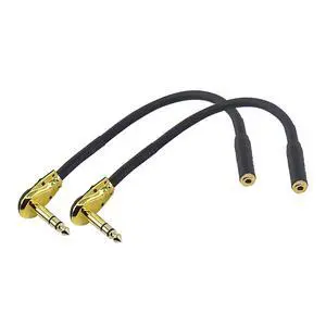 Right Angle 1/4 TRS to 3.5mm Adapter Cable 6.35mm 1/4 Male to 3.5mm 1/8 Female Stereo Headphone Adapter 6in 2-Pack
