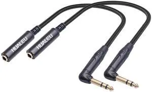2Pack 1FT Right Angle Audio Cable, Male to Female, 6.35mm TRS Stereo to 1/4 Female Stereo Headphone Guitar Extension Cable Cord for Amplifiers