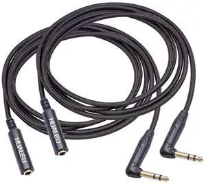 2Pack 3.3FT Right Angle 6.35mm TRS Stereo Male to Female Audio Cable,Right Angle 1/4 TRS Male to Female Stereo Headphone Guitar Extension Cable Cord for Amplifiers,Headphone