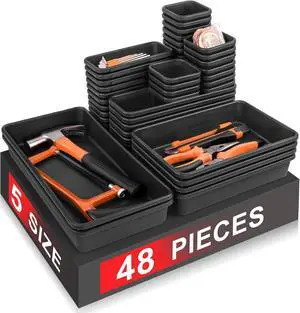 48Pcs5 SizeTool Box Organizer, Drawer Tool Organizer Tray Divider Set, Garage Tool and Accessories Storage, Toolbox Organization Storage for Rolling Tool Chest