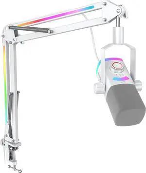 FIFINE Gaming Microphone Kit, XLR/USB Dynamic PC Microphone with Boom Arm for Podcast Recording, RGB Streaming Mic Set, Tap-to-Mute, Mix Control, Headphone Jack - White FIFINE Gaming Microphone Kit, XLR/USB Dynamic PC Microphone with Boom Arm for Podcast Recording, RGB Streaming Mic Set, Tap-to-Mute, Mix Control, Headphone Jack - White