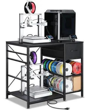 3D Printer Stand with Filaments Storage - 3D Printer Table Filament Storage Rack Heavy Duty 3D Print Desk with Drawer for Workshop Studio Office 3D Printer Stand with Filaments Storage - 3D Printer Table Filament Storage Rack Heavy Duty 3D Print Desk with Drawer for Workshop Studio Office