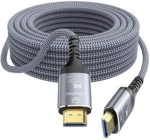 8K Fiber Optic HDMI Cable 50FT, 48Gbps Ultra High Speed Long HDMI 2.1 Cord Braided 8K@60Hz 4K@120Hz HDR10/HDCP2.2&2.3/eARC/3D Compatible for PS5, Xbox, HDTV, Laptop, Monitor 8K Fiber Optic HDMI Cable 50FT, 48Gbps Ultra High Speed Long HDMI 2.1 Cord Braided 8K@60Hz 4K@120Hz HDR10/HDCP2.2&2.3/eARC/3D Compatible for PS5, Xbox, HDTV, Laptop, Monitor