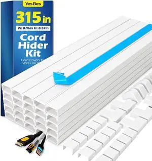 315in Cord Hider Kit, Paintable Cable Raceway, Cord Covers for Wires on Wall, Cord Hider for Wall Mount tv, tv Cable Hider Wall kit, Wire Covers for Cords, 20X L15.7in X W0.96in X H0.57in, White 315in Cord Hider Kit, Paintable Cable Raceway, Cord Covers for Wires on Wall, Cord Hider for Wall Mount tv, tv Cable Hider Wall kit, Wire Covers for Cords, 20X L15.7in X W0.96in X H0.57in, White