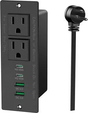45W USB C Recessed Power Strip, Recessed Outlet with 4 USB Ports, Flush Mount Furniture Hidden Drawer Fast Charging Station for Home Office 6FT Black 45W USB C Recessed Power Strip, Recessed Outlet with 4 USB Ports, Flush Mount Furniture Hidden Drawer Fast Charging Station for Home Office 6FT Black