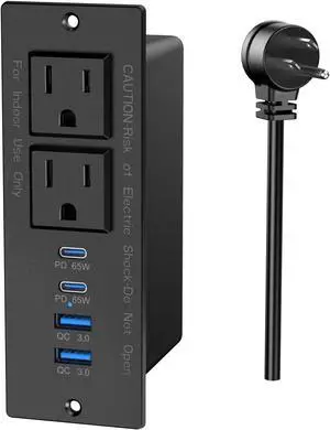 65W USB C Recessed Power Strip, Recessed Outlet with 4 USB Ports, Flush Mount Furniture Hidden Drawer Fast Charging Station for Home Office-6FT Black 65W USB C Recessed Power Strip, Recessed Outlet with 4 USB Ports, Flush Mount Furniture Hidden Drawer Fast Charging Station for Home Office-6FT Black