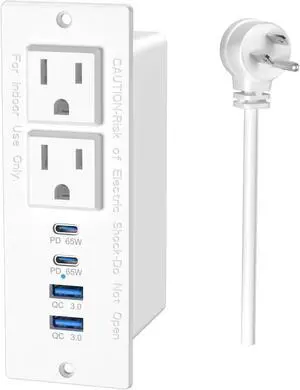 65W USB C Recessed Power Strip, Recessed Outlet with 4 USB Ports, Flush Mount Furniture Hidden Drawer Fast Charging Station for Home Office-6FT White 65W USB C Recessed Power Strip, Recessed Outlet with 4 USB Ports, Flush Mount Furniture Hidden Drawer Fast Charging Station for Home Office-6FT White