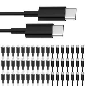 50-Pack USB C to USB C Cable 3ft Bulk, Type C Phone Fast Charging Cord Multipack Black 50-Pack USB C to USB C Cable 3ft Bulk, Type C Phone Fast Charging Cord Multipack Black
