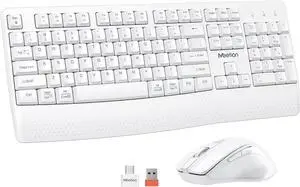 Wireless Keyboard and Mouse, 2.4G USB Receiver Plug-and-Play, Computer Keyboard with Wrist Support, 3 Level DPI Mouse, Long Time Lasting Battery for PC/Mac/Windows/Laptop, White Wireless Keyboard and Mouse, 2.4G USB Receiver Plug-and-Play, Computer Keyboard with Wrist Support, 3 Level DPI Mouse, Long Time Lasting Battery for PC/Mac/Windows/Laptop, White