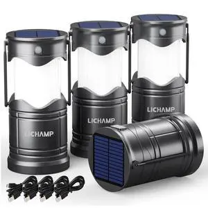 4-Pack Solar Camping Lantern, USB Rechargeable LED Lanterns Battery Powered Pop Up Flashlight Lamps with Three Modes Power for Power Outages Hurricane Supplies Emergency Indoor & Outdoor 4-Pack Solar Camping Lantern, USB Rechargeable LED Lanterns Battery Powered Pop Up Flashlight Lamps with Three Modes Power for Power Outages Hurricane Supplies Emergency Indoor & Outdoor