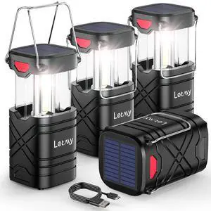 4 Pack Camping Lantern, Rechargeable LED Lanterns, Solar Lantern Battery Powered Hurricane Lanterns Flashlight with 3 Powered Ways & USB Cable for Emergency, Power Outage, Hurricane Supplies 4 Pack Camping Lantern, Rechargeable LED Lanterns, Solar Lantern Battery Powered Hurricane Lanterns Flashlight with 3 Powered Ways & USB Cable for Emergency, Power Outage, Hurricane Supplies