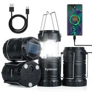 4-Pack Solar Camping Lanterns,Rechargeable LED with USB/Solar/AA Battery,Magnetic Base,Hanging Hook,Collapsible, Waterproof for Emergency, Hiking,Hurricane,Campsites,Lanterns for Power Outages 4-Pack Solar Camping Lanterns,Rechargeable LED with USB/Solar/AA Battery,Magnetic Base,Hanging Hook,Collapsible, Waterproof for Emergency, Hiking,Hurricane,Campsites,Lanterns for Power Outages
