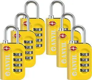 TSA Approved Luggage Lock - 4 Digit Combination, 10,000 Combinations, Easy-Read Password Window, Travel Lock for Suitcases, Backpacks, Gym & Student Lockers, Baggage, YELLOW 6 PACK TSA Approved Luggage Lock - 4 Digit Combination, 10,000 Combinations, Easy-Read Password Window, Travel Lock for Suitcases, Backpacks, Gym & Student Lockers, Baggage, YELLOW 6 PACK