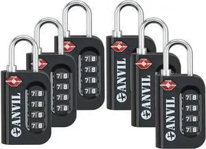 TSA Approved Luggage Lock - 4 Digit Combination, 10,000 Combinations, Easy-Read Password Window, Travel Lock for Suitcases, Backpacks, Gym & Student Lockers, Baggage, Black 6 PACK TSA Approved Luggage Lock - 4 Digit Combination, 10,000 Combinations, Easy-Read Password Window, Travel Lock for Suitcases, Backpacks, Gym & Student Lockers, Baggage, Black 6 PACK