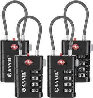 TSA Approved Luggage Locks with Search Alert Indicator, 4-Digit Combination Suitcase Lock, Advanced TSA008 Core Heavy Duty Anti-Theft Travel Lock for Double Zippers, Backpacks Black TSA Approved Luggage Locks with Search Alert Indicator, 4-Digit Combination Suitcase Lock, Advanced TSA008 Core Heavy Duty Anti-Theft Travel Lock for Double Zippers, Backpacks Black