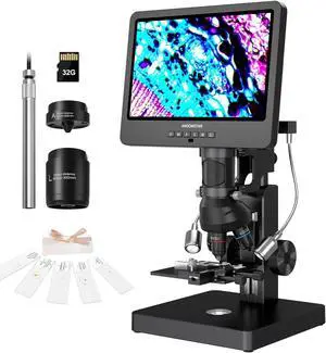 20X-5000X HDMI Digital Microscope with 10.1'' LCD Screen for Adults Kids, Home Lab Biological Microscope Kit with Slides, Full View for Coins, Windows Compatible 20X-5000X HDMI Digital Microscope with 10.1'' LCD Screen for Adults Kids, Home Lab Biological Microscope Kit with Slides, Full View for Coins, Windows Compatible