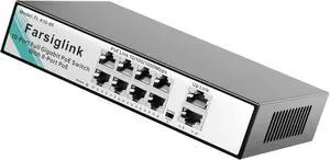 10 Ports Gigabit PoE Switch, Ethernet Switch with 8 10/100/1000Mbps PoE | 2 Gigabit Uplink Ports, Plug & Play, Fanless Metal Design, VLAN, AI Watchdog, Network Splitter Hub for IP Cameras/APs 10 Ports Gigabit PoE Switch, Ethernet Switch with 8 10/100/1000Mbps PoE | 2 Gigabit Uplink Ports, Plug & Play, Fanless Metal Design, VLAN, AI Watchdog, Network Splitter Hub for IP Cameras/APs