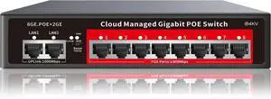8 Port Gigabit PoE Switch with 2 Gigabit Uplink, 120W Built-in Power, 802.3af/at Compliant, Managed PoE+ Switch Support VLAN, QoS, Fanless Metal, Plug and Play(Desktop/Wall Mount) 8 Port Gigabit PoE Switch with 2 Gigabit Uplink, 120W Built-in Power, 802.3af/at Compliant, Managed PoE+ Switch Support VLAN, QoS, Fanless Metal, Plug and Play(Desktop/Wall Mount)