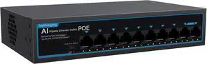 8 Port Gigabit PoE Switch with 2 Gigabit Uplink, 1000Mbps, 802.3af/at, 120W Built-in Power, Vlan, Unmanaged Metal Plug and Play,Ideal for NVR and Power Over Ethernet IP Cameras 8 Port Gigabit PoE Switch with 2 Gigabit Uplink, 1000Mbps, 802.3af/at, 120W Built-in Power, Vlan, Unmanaged Metal Plug and Play,Ideal for NVR and Power Over Ethernet IP Cameras