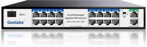 16-Port Gigabit PoE+ Switch for Small Business, Easy Managed, 240W Built-in High-Power for IP Cameras/APs, 2 Gigabit Uplinks + 1 Combo SFP Slot, VLAN & 250m Extend, Plug & Play Rack-mountable 16-Port Gigabit PoE+ Switch for Small Business, Easy Managed, 240W Built-in High-Power for IP Cameras/APs, 2 Gigabit Uplinks + 1 Combo SFP Slot, VLAN & 250m Extend, Plug & Play Rack-mountable