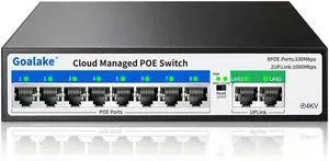 PoE Switch, 10 Ports Managed PoE Ethernet Switch (8*100M PoE Ports +2*1000M Uplinks), 120W Built in Power, 250m Extend Function, VLAN, QoS, Fanless Metal, Desktop/Wall Mount, Plug and Play PoE Switch, 10 Ports Managed PoE Ethernet Switch (8*100M PoE Ports +2*1000M Uplinks), 120W Built in Power, 250m Extend Function, VLAN, QoS, Fanless Metal, Desktop/Wall Mount, Plug and Play