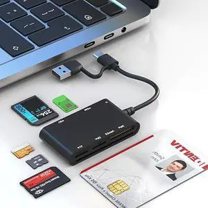 PIV Card Reader USB C/A - SIM & CAC Reader Military - 7 in 2 Smart Card Reader SIM Adapter, Military CAC/SD/TF/Memory Stick Pro Duo/M2/IC/PIV/MMC Memory Card Reader for iPhone/PC/Laptop/Windows/Linux PIV Card Reader USB C/A - SIM & CAC Reader Military - 7 in 2 Smart Card Reader SIM Adapter, Military CAC/SD/TF/Memory Stick Pro Duo/M2/IC/PIV/MMC Memory Card Reader for iPhone/PC/Laptop/Windows/Linux
