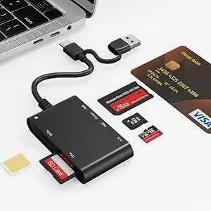 7 in 2 SIM Card Adapter, USB-C/USB-A Military CAC Smart Card Reader, SD/TF/SIM/PIV/M2/IC/ID/MS Pro Duo Memory Card Reader for iPhone 17 16 15/iPad/Windows/Mac/Linux 7 in 2 SIM Card Adapter, USB-C/USB-A Military CAC Smart Card Reader, SD/TF/SIM/PIV/M2/IC/ID/MS Pro Duo Memory Card Reader for iPhone 17 16 15/iPad/Windows/Mac/Linux