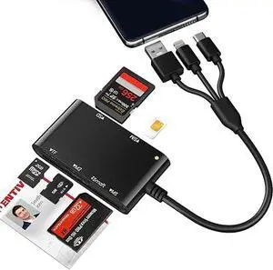 7 in 3 SIM Card Reader, Smart Card Reader with USB C/USB A/Lightning, Military CAC & PIV Card Reader, SD/TF/M2/IC/MMC/Memory Stick Pro Duo Adapter for iPhone/Windows/Mac/Linux/Computer 7 in 3 SIM Card Reader, Smart Card Reader with USB C/USB A/Lightning, Military CAC & PIV Card Reader, SD/TF/M2/IC/MMC/Memory Stick Pro Duo Adapter for iPhone/Windows/Mac/Linux/Computer