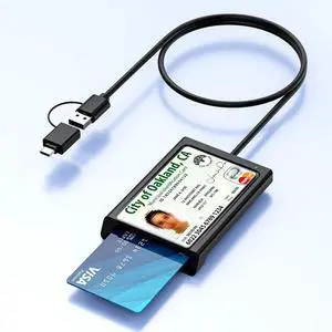 Smart Card Reader with NFC, USB A/C CAC Reader Military DOD Common Access ID Bank Chip Card Reader 2-in-1 Contact and Contactless Compatible with Mac Os,Windows 10/11,Mac OS,Android and Linux -95CM Smart Card Reader with NFC, USB A/C CAC Reader Military DOD Common Access ID Bank Chip Card Reader 2-in-1 Contact and Contactless Compatible with Mac Os,Windows 10/11,Mac OS,Android and Linux -95CM