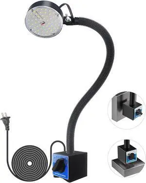 Magnetic Work Light, LED Machine Light, Work Light with Flexible & Magnetic Base, Shop Tool Lamp for Lathe, Work Bench, Sewing Machine, Bandsaw, Industrial Lighting, 2000 Lumens, Black Magnetic Work Light, LED Machine Light, Work Light with Flexible & Magnetic Base, Shop Tool Lamp for Lathe, Work Bench, Sewing Machine, Bandsaw, Industrial Lighting, 2000 Lumens, Black