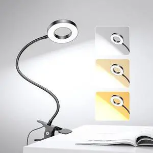 LED Desk Lamp Clip on Light with 3 Color Modes 10 Brightness Ring/Clamp Light 360° Adjustable Neck Dimmable Eye Protection Desk Lamps for Home Office LED Desk Lamp Clip on Light with 3 Color Modes 10 Brightness Ring/Clamp Light 360° Adjustable Neck Dimmable Eye Protection Desk Lamps for Home Office