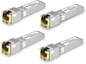 80-Meter 10Gb SFP+ to RJ-45 Module Transceiver up to 262Ft (80m), 1.25/2.5/5/10G-T Copper SFP+ CAT6a Module, Auto-Negotiation, for Cisco SFP-10G-T-S, Meraki, TP-Link(4 Pack) 80-Meter 10Gb SFP+ to RJ-45 Module Transceiver up to 262Ft (80m), 1.25/2.5/5/10G-T Copper SFP+ CAT6a Module, Auto-Negotiation, for Cisco SFP-10G-T-S, Meraki, TP-Link(4 Pack)