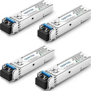 4Pack 1000BASE-LX/LH Gigabit SFP Module, 1310nm, 10KM, DDM, Single-Mode LC Mini-GBIC Transceiver for Cisco GLC-LH-SMD/GLC-LX-SM-RGD, Ubiquiti UF-SM-1G, Netgear, Supermicro 4Pack 1000BASE-LX/LH Gigabit SFP Module, 1310nm, 10KM, DDM, Single-Mode LC Mini-GBIC Transceiver for Cisco GLC-LH-SMD/GLC-LX-SM-RGD, Ubiquiti UF-SM-1G, Netgear, Supermicro