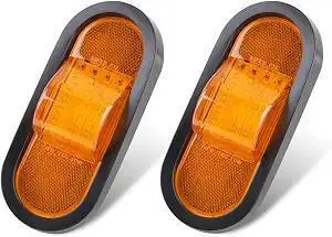 2Pcs 6.5" Inch Oval LED Side Marker Lights and Mid Ship Turn Signal Amber | 6 Inch Oval Led Trailer Mid Turn Marker Lights Reflectorized Reflex Lens, Oval Rubber Grommet Sealed w/3 Prong Wire Pigtails 2Pcs 6.5" Inch Oval LED Side Marker Lights and Mid Ship Turn Signal Amber | 6 Inch Oval Led Trailer Mid Turn Marker Lights Reflectorized Reflex Lens, Oval Rubber Grommet Sealed w/3 Prong Wire Pigtails