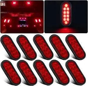 6 Inch Oval LED Trailer Tail Lights 10 LED, 10Pcs Trailer Truck Brake RED 6" Oval Led Stop Turn Tail Lights Sealed Flush Mount Waterproof w/Rubber Grommets 3 Prong Wire Plug Pigtails 12V | Trailer Tru 6 Inch Oval LED Trailer Tail Lights 10 LED, 10Pcs Trailer Truck Brake RED 6" Oval Led Stop Turn Tail Lights Sealed Flush Mount Waterproof w/Rubber Grommets 3 Prong Wire Plug Pigtails 12V | Trailer Tru
