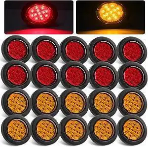 2.5" Round LED Trailer Marker Lights 13 LEDs w/Reflectors 10 Amber + 10 Red | 2 1/2" Round LED Marker Lights Truck RV Side Clearance Marker Lights Sealed Flush Grommets Mount w/2 Prong Wire Pigtails 2.5" Round LED Trailer Marker Lights 13 LEDs w/Reflectors 10 Amber + 10 Red | 2 1/2" Round LED Marker Lights Truck RV Side Clearance Marker Lights Sealed Flush Grommets Mount w/2 Prong Wire Pigtails