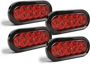 6" Oval LED Trailer Lights, Red 4 Pack, 12V | 6-inch oval, 4 red, IP65 waterproof, 3-wire plug-and-play, stop/turn/tail, high brightness 6" Oval LED Trailer Lights, Red 4 Pack, 12V | 6-inch oval, 4 red, IP65 waterproof, 3-wire plug-and-play, stop/turn/tail, high brightness