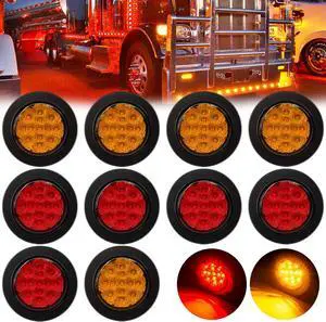 10Pcs (5 Amber & 5 Red) 2.5" inch Round 13 LED Trailer Marker Light Grommet Flush Mount, Sealed IP67 Waterproof 2.5" Clearance Light with Reflex Lens 12V for Truck RV Boat Camper Vans etc 10Pcs (5 Amber & 5 Red) 2.5" inch Round 13 LED Trailer Marker Light Grommet Flush Mount, Sealed IP67 Waterproof 2.5" Clearance Light with Reflex Lens 12V for Truck RV Boat Camper Vans etc