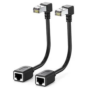 2Pack Cat6 Extension Cable 90 Degree 10cm-4inch,CAT 6 Ethernet Extender Right Angle RJ45 Network Patch Cord Male to Female Adapter Downward Angle 2Pack Cat6 Extension Cable 90 Degree 10cm-4inch,CAT 6 Ethernet Extender Right Angle RJ45 Network Patch Cord Male to Female Adapter Downward Angle