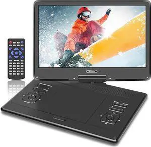 16.9" Portable DVD Player with 14.1 HD Swivel Screen, 6Hrs Play | DVD Player Portable with Dual Speaker, Last Memory, Support SYNC TV/USB/SD Card, Play All Discs Format Except Blu-ray, Black 16.9" Portable DVD Player with 14.1 HD Swivel Screen, 6Hrs Play | DVD Player Portable with Dual Speaker, Last Memory, Support SYNC TV/USB/SD Card, Play All Discs Format Except Blu-ray, Black