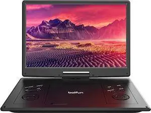 15.7" Portable DVD Player with 14.1" Large HD Screen, 6 Hrs Battery | For Road Trips & Family Travel, Rechargeable, Sync to TV, USB & SD Card, Multiple Disc Formats, High Volume Speaker 15.7" Portable DVD Player with 14.1" Large HD Screen, 6 Hrs Battery | For Road Trips & Family Travel, Rechargeable, Sync to TV, USB & SD Card, Multiple Disc Formats, High Volume Speaker