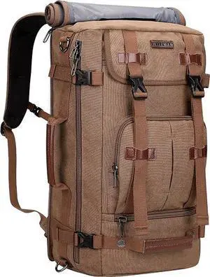 Canvas Travel Backpack for Men Vintage Laptop Backpack | Convertible 3 in 1 Bag, Carry on Luggage Backpack, Airline Approved, For Travel, Daily, Weekend Getaway, A519-2 Brown Canvas Travel Backpack for Men Vintage Laptop Backpack | Convertible 3 in 1 Bag, Carry on Luggage Backpack, Airline Approved, For Travel, Daily, Weekend Getaway, A519-2 Brown