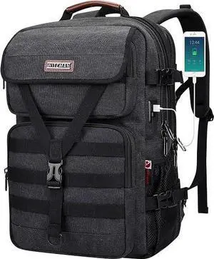 Canvas Travel Backpack for Men Large Laptop Backpack Fits 16 Inch | Carryon TSA Friendly Flight Approved, Vintage Luggage Bag with USB Port Airline Approved, For Weekend Trips, A8012 Black Canvas Travel Backpack for Men Large Laptop Backpack Fits 16 Inch | Carryon TSA Friendly Flight Approved, Vintage Luggage Bag with USB Port Airline Approved, For Weekend Trips, A8012 Black