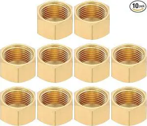 5/16" Brass Compression Stop Valve Cap, 10Pcs Hex Thread Pipe Fitting Tubing Ends Sealing for Air Conditioner, Water, Air, Gas Line 5/16" Brass Compression Stop Valve Cap, 10Pcs Hex Thread Pipe Fitting Tubing Ends Sealing for Air Conditioner, Water, Air, Gas Line