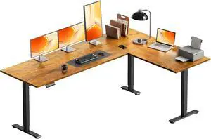 71 Inch Reversible L Shaped Electric Standing Desk, Large Corner Height Adjustable Stand Up Desk, 3 Memory Presets, Sit Stand Table, Reinforced Frame for Home Office Workstation Rustic Brown 71 Inch Reversible L Shaped Electric Standing Desk, Large Corner Height Adjustable Stand Up Desk, 3 Memory Presets, Sit Stand Table, Reinforced Frame for Home Office Workstation Rustic Brown