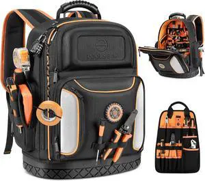 18.1-inch Heavy-Duty Tool Backpack, 75 Pockets, Black | 110 lbs Load Tested, 1680D Tear-Resistant Fabric, Removable Tool Panel, Combination Lock, Electricians, HVAC Pros 18.1-inch Heavy-Duty Tool Backpack, 75 Pockets, Black | 110 lbs Load Tested, 1680D Tear-Resistant Fabric, Removable Tool Panel, Combination Lock, Electricians, HVAC Pros